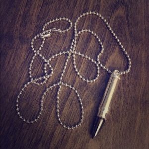 EUC Vampire Silver Assault Rifle Bullet Necklace